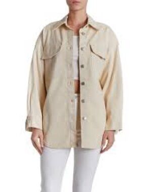 H&M Women's Cream Utility Button-Up Jacket